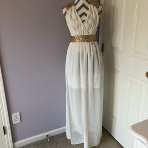 White And Gold Maxi Dress